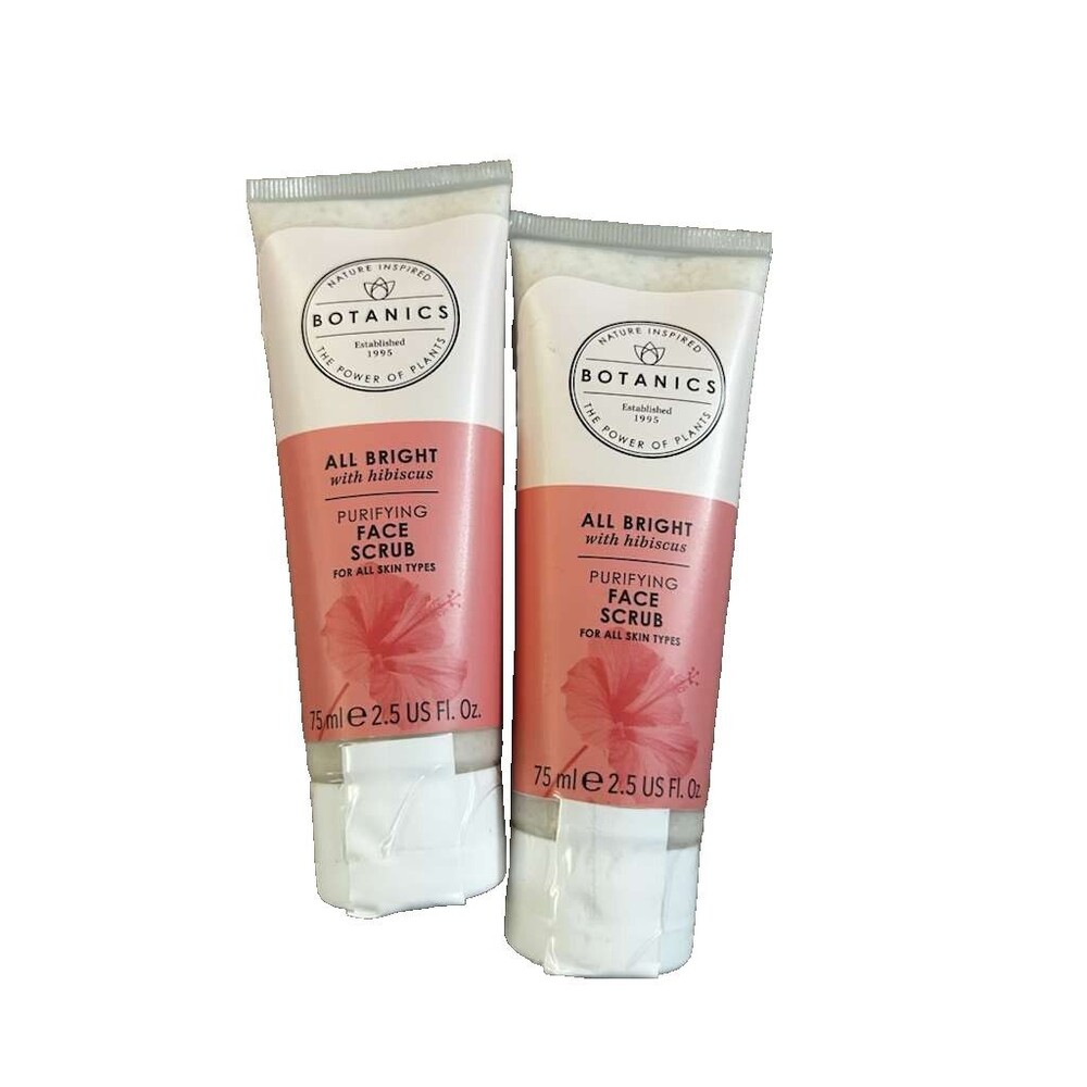 New 2 Pack Botanics Purifying Face Scrub All Bright with Hibiscus 2.5 oz